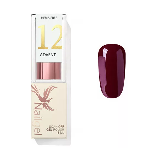 Advent 12 - Gel lac 8 ml - Bordo cu nuanțe roșii -