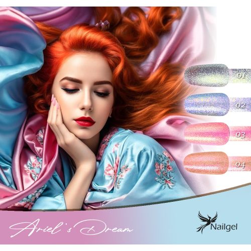 Colectia Ariel's Dream de geluri cu 4 lacuri de unghii gel si o margareta cadou.