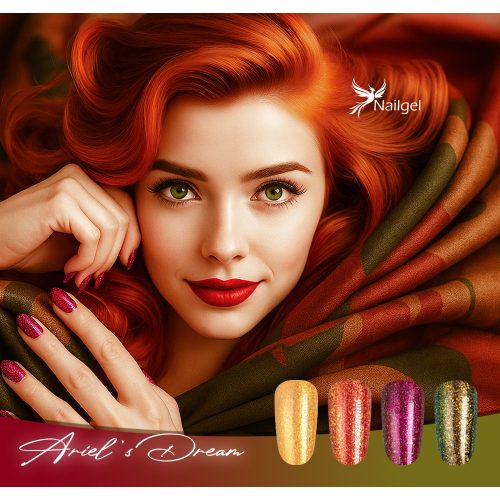 Colectia Ariel's Dream de geluri cu 4 lacuri de unghii gel si o margareta cadou.