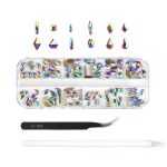 Set de piatră în formă de 120 de piese, cu pensetă și creion de ceară -Crystal AB -