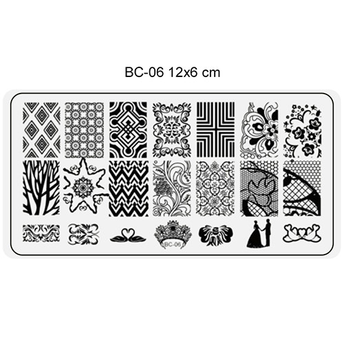 Placa de imprimare unghii dimensiune 6x12 cm -BC06