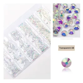   Set de 1680 strasuri de cristal in 6 marimi P05 - Transparent AB