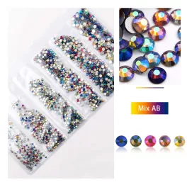   Set de 1680 de strasuri de cristal in 6 marimi diferite P14 - Mix culoare AB