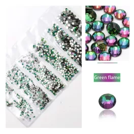  Set de 1680 de strasuri de cristal in 6 marimi diferite P31 - Flacara verde
