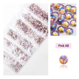   Set de 1680 de strasuri de cristal in 6 marimi diferite P34 - Pink AB