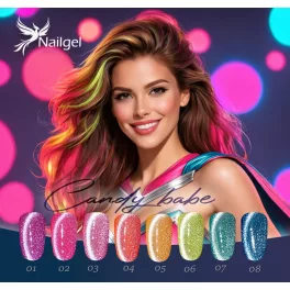   Colecția de ojă semipermanentă Candy Babe cu 8 oje semipermanente și margaretă cadou