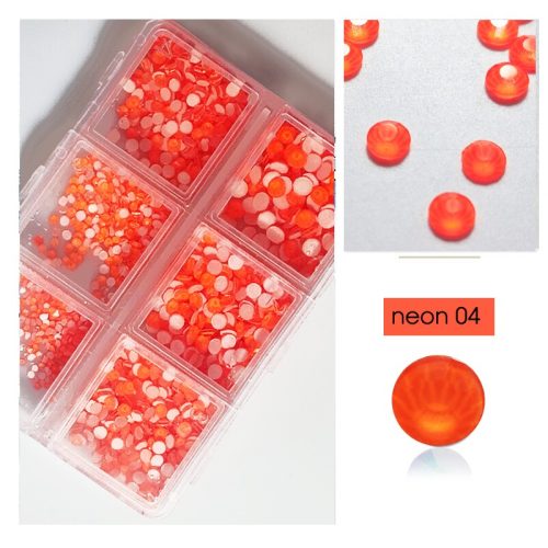 Set de 1680 de strasuri de cristal in 6 dimensiuni diferite - coral neon -