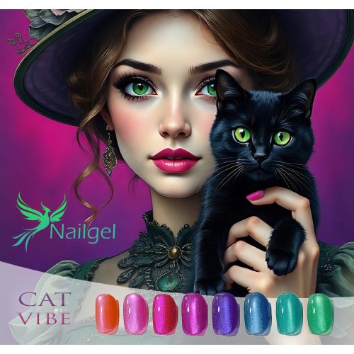 Colecția de geluri Cat Vibe cu 8 oje semipermanente și o margaretă cadou