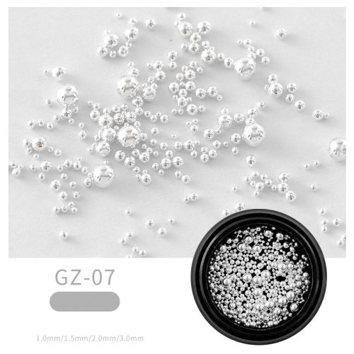 Mărgele spray argintiu și alb / caviar mărime mixtă - ambalaj mic