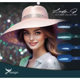   Set de 4 lacuri de gel Lady G- October  collection -  cu margaretă cadou