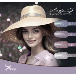   Set de 4 lacuri de gel Lady G- March collection -  cu margaretă cadou