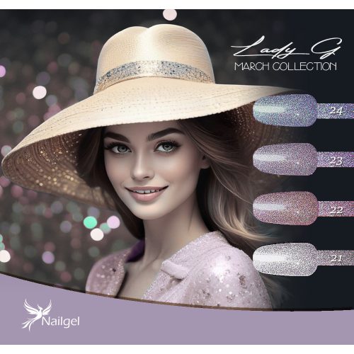 Set de 4 lacuri de gel Lady G- March collection -  cu margaretă cadou