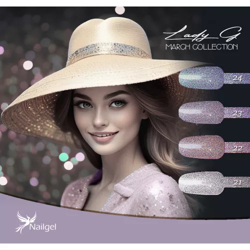 Set de 4 lacuri de gel Lady G- March collection -  cu margaretă cadou