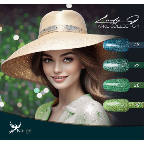 Set de 4 lacuri de gel Lady G- April collection -  cu margaretă cadou