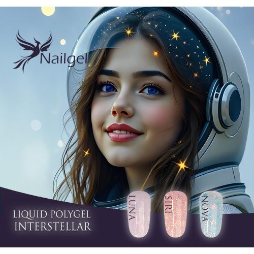 Colecție Liquid Polygel INTERSTELLAR – 3 bucăți în recipient, cu un cadou: mostră cu efecte Liquid Polygel