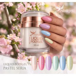   Colecție Liquid Polygel pastel (6 bucăți) în recipient cu pompă, cu margaretă efect cadou