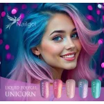 Colecție Liquid Polygel Unicorn – 5 bucăți în recipient cu pompiță, cu un cadou: mostră tip margaretă