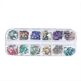Scoică multicoloră într-un container cu 12 compartimente