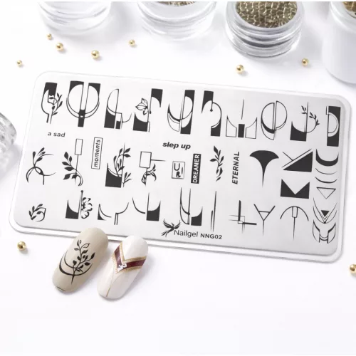 Placă de ștampilare pentru unghii 6 × 12 cm – NNG02