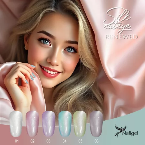 Colectia Silk CatEye de geluri cu 4 lacuri de unghii gel si o margareta cadou.