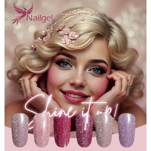 Colectia Shine It Up! de geluri cu 6 lacuri de unghii gel si o margareta cadou.