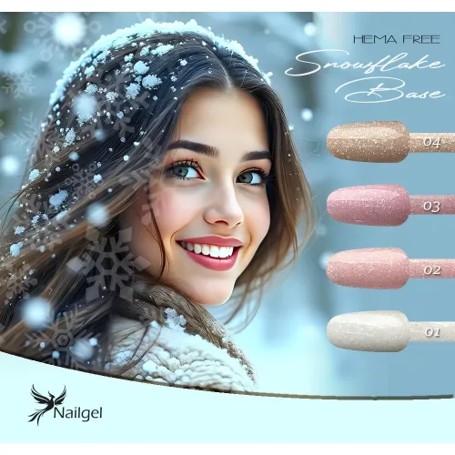 Colecția Snowflake Base cu 4 baze Compact Base pentru ojă semipermanentă, cu margaretă cadou