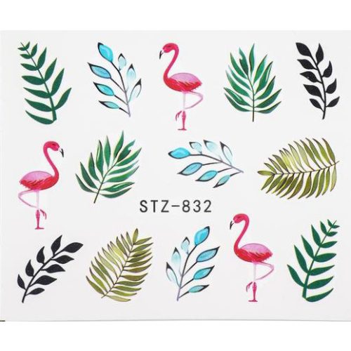 Autocolant pentru unghii cu frunze-flamingo 2