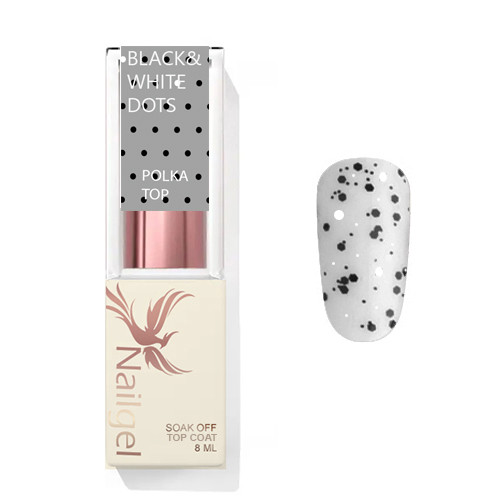 Polka Top Coat - Black&White dots - Gel de strălucire 8 ml