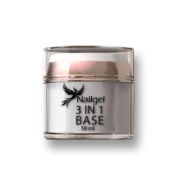   Gel de bază 3 în 1 în recipient cu pompă, gel de construcție și lipire (transparent) – 3in1 Builder Base – 50 ml