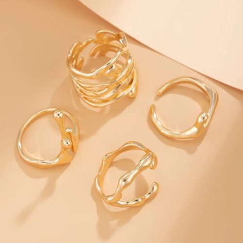 Set de 4 inele de modă – în culoare aurie