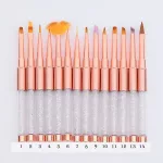 Pensula gel de calitate premium auriu roz decorat cu cristale