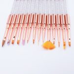 Pensula decorativa scurta 0 calitate premium, auriu roz, decorata cu cristale